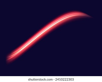 Luminous red lines of speed. Light glowing effect neon . Abstract motion lines. Light trail wave, fire path trace line, car lights, optic fiber and incandescence curve twirl