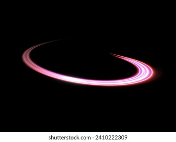 Luminous red lines of speed. Light glowing effect neon . Abstract motion lines. Light trail wave, fire path trace line, car lights, optic fiber and incandescence curve twirl