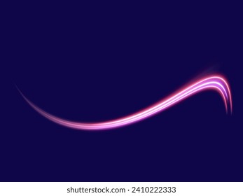 Luminosas líneas rojas de velocidad. Efecto luminoso neón. Líneas de movimiento abstractas. Ola de senderos luminosos, línea de trazos de trazos de trazos de incendios, luces de coches, fibra óptica y curva de incandescencia