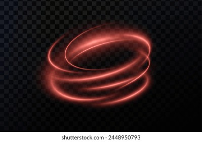 Luminous red podium lines png of speed. Light glowing effect png. Abstract motion lines. Light trail wave, fire path trace line, car lights, optic fiber and incandescence curve twirl