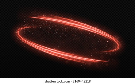 Ola roja luminosa con partículas brillantes. Sparkling espacio starpolvo. Recorrido brillante, ondas brillantes brillan.