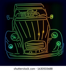  luminous retro car, vector illustration