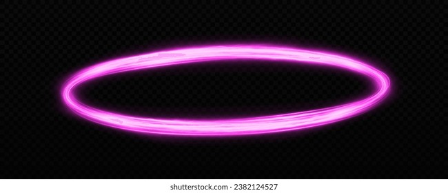 Luminosas líneas redondas con efectos luminosos. Ovalado rosa giratorio brillante. Marco brillante de lujo.