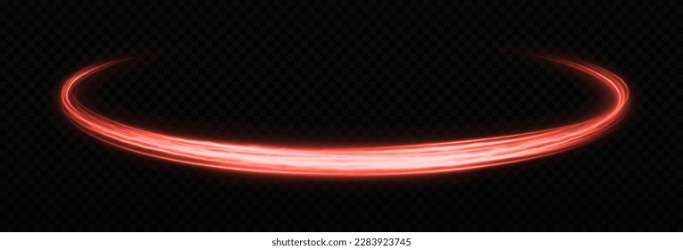 Luminous round wave with light effect. Colorful sparkle lines on transparent background. Glitter trail effect.