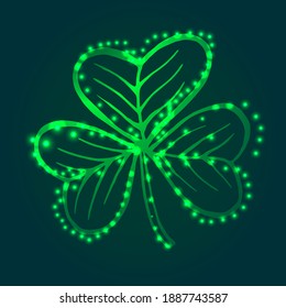 Luminous Shamrock. St. Patrick's Day vector illustration.
