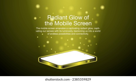 The Luminous Smartphone Screen. Smartphone golden light screen, Computer, or tablet display. Technology mobile display light. Vector illustration.