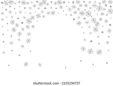 Luminous Snow Background White Vector. Confetti Transparent Texture. Grey Dot Frozen. Metal Magical Illustration.