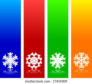 Luminous snowflakes on colors background. Vector.