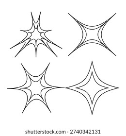 Luminous sparkle icons. Scintillating flashes Vector. Effulgent flare collection. Resplendent illumination outlines. EPS 10.