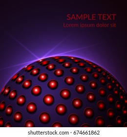 Luminous sphere on a dark background. Vector image.