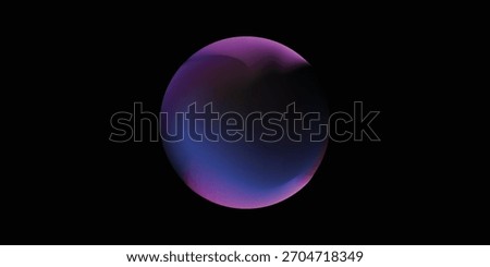 A luminous sphere with a smooth gradient of purple, pink, and blue floats in the center of a solid black background.