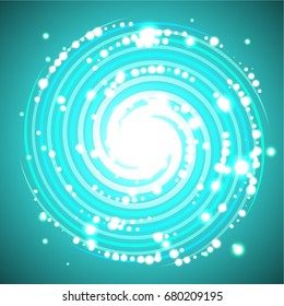 Luminous spiral. Blue spiral. Abstract background with luminous swirling backdrop.