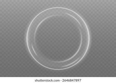 Torbellino espiral luminoso de la luz con el movimiento brillante de la onda, partículas brillantes blancas. Marco de anillo de neón plateado brillante. Torbellino blanco claro. Efecto de luz de curva de línea blanca. Abstractas luz blanca de lujo