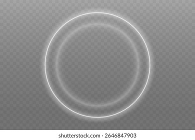 Luminous Spiral Light Twirl with Shiny Wave Motion, White Glowing Particles. Glitter silver neon circle ring frame. Light white Twirl. Curve light effect of white line. Abstract luxury white light