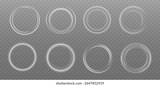 Espiral Luminosa Espiral Espiral Luminosa com Movimento de Onda Brilhante, Partículas Brilhantes Brancas. Quadro de anel de círculo de neon prata brilhante. Espiral branco claro. Efeito de luz de curva de linha branca. Luz branca de luxo abstrata