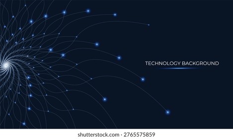 Luminous spiral threads elegantly tracing a high-speed trajectory, forming a cosmic path of pulsating neon lights in a radiant blue hue. A modern, stylized technological concept: innovation, data flow. Futuristic technology template