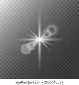 Uma estrela luminosa com um efeito bokeh sobre fundo transparente.