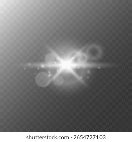 Uma estrela luminosa com um efeito bokeh sobre fundo transparente.