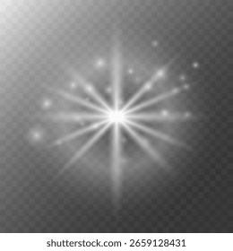 A luminous star with a bokeh effect on transparent background.