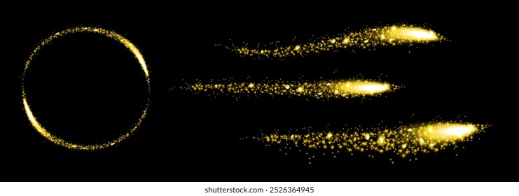 Luminous stardust in a circle. Flames. Glowing vector stars.