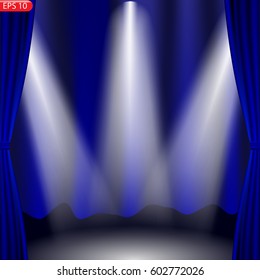 Luminous stream on the stage, theater, falling light, bright spotlight