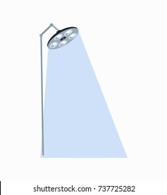 Luminous surgeon lamp projecting light from five sources. Vector illustration of icon of hospital equipment isolated on white background