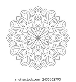 Luminous Swirling Bliss Mandala Coloring Book Page for kdp Book Interior. Peaceful Petals, Ability to Relax, Brain Experiences, Harmonious Haven, Peaceful Portraits, Blossoming Beauty mandala design.