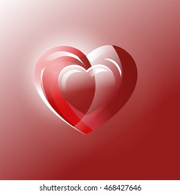 luminous three-dimensional beautiful red heart