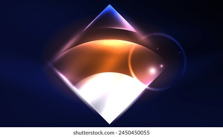 A luminous triangle surrounded by an electric blue circle, set against a dark background, creating an artful pattern of symmetry and space