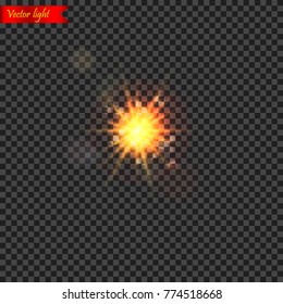 Luminous vector effect on a transparent background