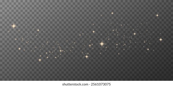 Luminous white light effect, sparkling gold dust, abstract gold background. Yellow, orange bokeh.  Abstract Christmas background. Vector illustration.