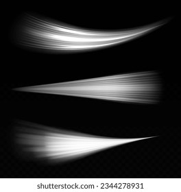 Luminous white lines png of speed. Bright spiral. Abstract motion lines. Light trail wave png effect, fire path trace line, car lights, optic fiber and incandescence curve twirl. Vector illustration.