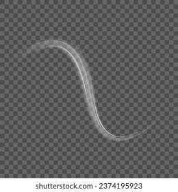 Luminous white lines png of speed. Light glowing effect. Abstract motion lines. Light trail wave png, fire path trace line, car lights, optic fiber and incandescence curve twirl