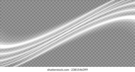 Luminous white lines png of speed. Light glowing effect. Abstract motion lines. Light trail wave png, fire path trace line, car lights, optic fiber and incandescence curve twirl Luminous white lines 