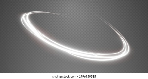 Luminous white lines of speed. Light glowing effect. Abstract motion lines. Light trail wave, fire path trace line, car lights, optic fiber and incandescence curve twirl png. - Shutterstock ID 1996959515