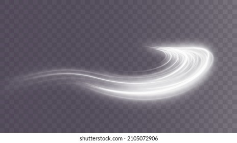 Luminous white lines of speed. Light glowing effect. Abstract motion lines. Light trail wave, fire path trace line, car lights, optic fiber and incandescence curve twirl png.