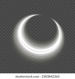 Luminous white lines of speed. Twist white line. Light trail wave, fire path trace line and incandescence curve twirl. Abstract motion lines. Vector PNG.