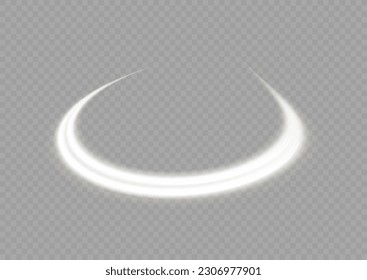 Luminous white lines of speed. Twist white line. Light trail wave, fire path trace line and incandescence curve twirl. Abstract motion lines. Vector PNG.