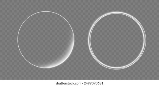 Luminous white lines of speed. Twist white line. Light trail wave, fire path trace line and incandescence curve twirl. Abstract motion lines.