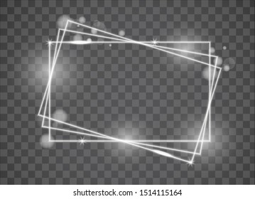 Lumious geometric shapes. Glow shapes.Geometric figures with glow light effect vector illustration. Frame with light effects.