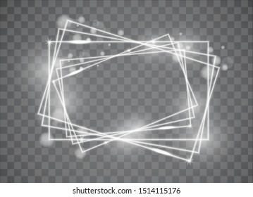 Lumious geometric shapes. Glow shapes.Geometric figures with glow light effect vector illustration. Frame with light effects.
