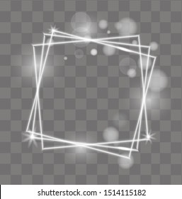 Lumious geometric shapes. Glow shapes.Geometric figures with glow light effect vector illustration. Frame with light effects.