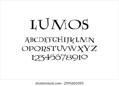 Lumos font for logo and headline. Isolated vector typeset