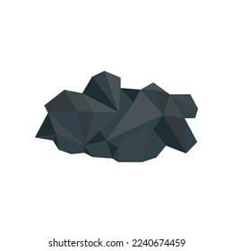 Lump of black coal illustration. Small lump of charcoal, basalt, nugget, rock, graphite or anthracite isolated on white background. Mine, mineral recourse concept