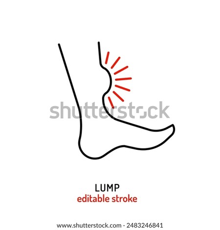 Lump outline icon, pictogram. Abnormal thickening, swelling sign in line style. Self-exam linear pictogram. Medical concept. Editable vector illustration isolated on a white background