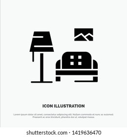 Lump, Room, Sofa, Gallery Solid Black Glyph Icon