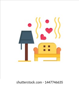Lump, Sofa, Love, Heart, Wedding  Flat Color Icon. Vector icon banner Template