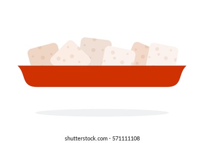 Lump sugar on a plate vector flat material design isolated on white