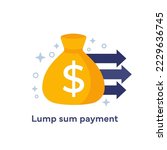 Lump sum payment icon with a money bag, vector
