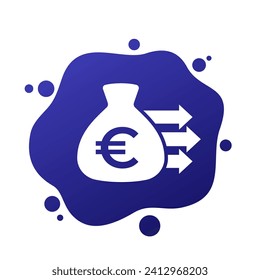 Lump sum payment vector icon with euro money bag